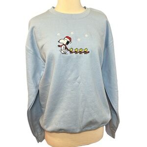 Snoopy Woodstock Peanuts Embroidered Christmas sweatshirt size Medium Unisex